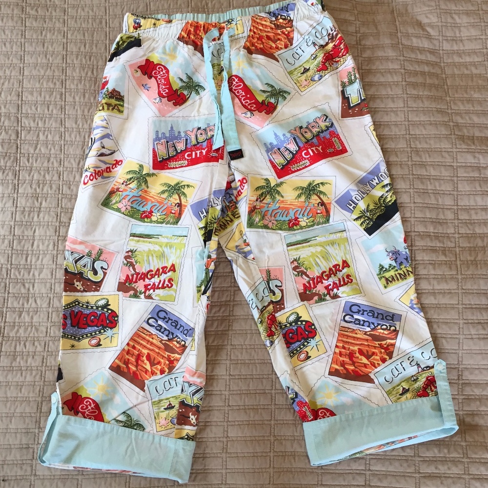 Nick and Nora "Wish You Were Here" Postcard Pajama Pants